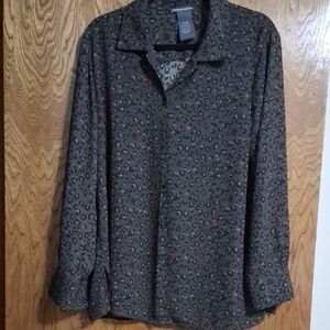 Chelsea & Theodore Leopard Print Blouse - Brown and Black